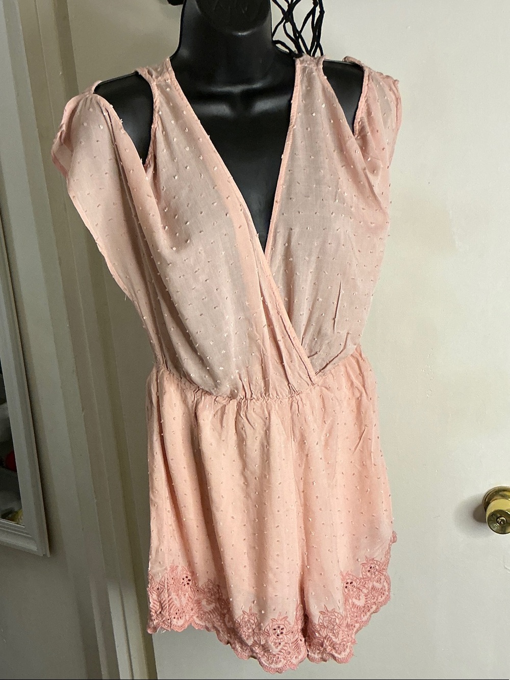 Chelsea & Violet Blush Pink Lace-Trim Romper Chemise